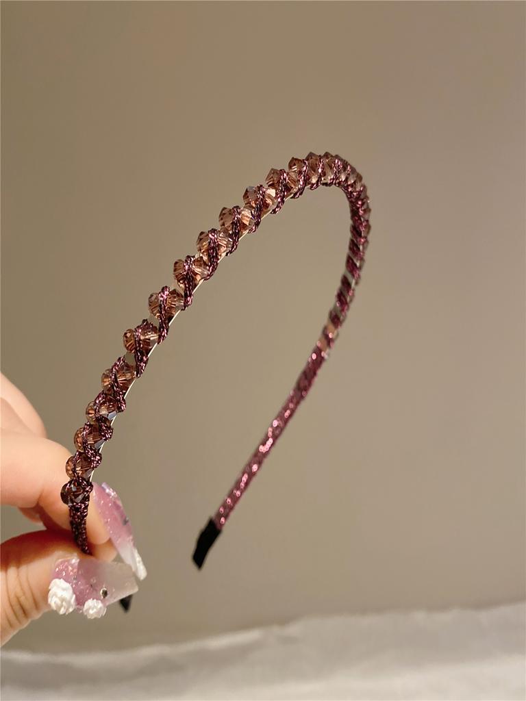 Korean Crystal Bezel Headwear Women Headband Girls Vintage Hair Bands Wide Hairband Hoop for Wedding Party Hair Accessories