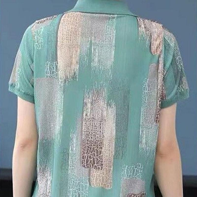 Stylish Printed Shirt Summer New Loose Short Sleeve Casual Turn-down Collar Chic Button Female Clothing Commute All-match Blouse