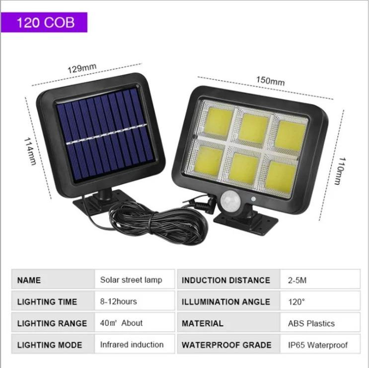 100/120/160COB Outdoor Solar Split Wall Lamp 3 Mode Waterproof Motion Sensor Garden Street Lights Solar Lamp Garden Wall Light
