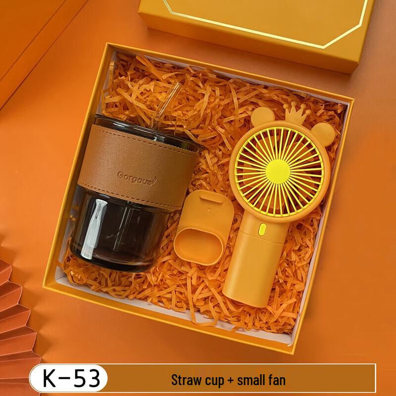 Portable Fan & Glass Mug Gift Set