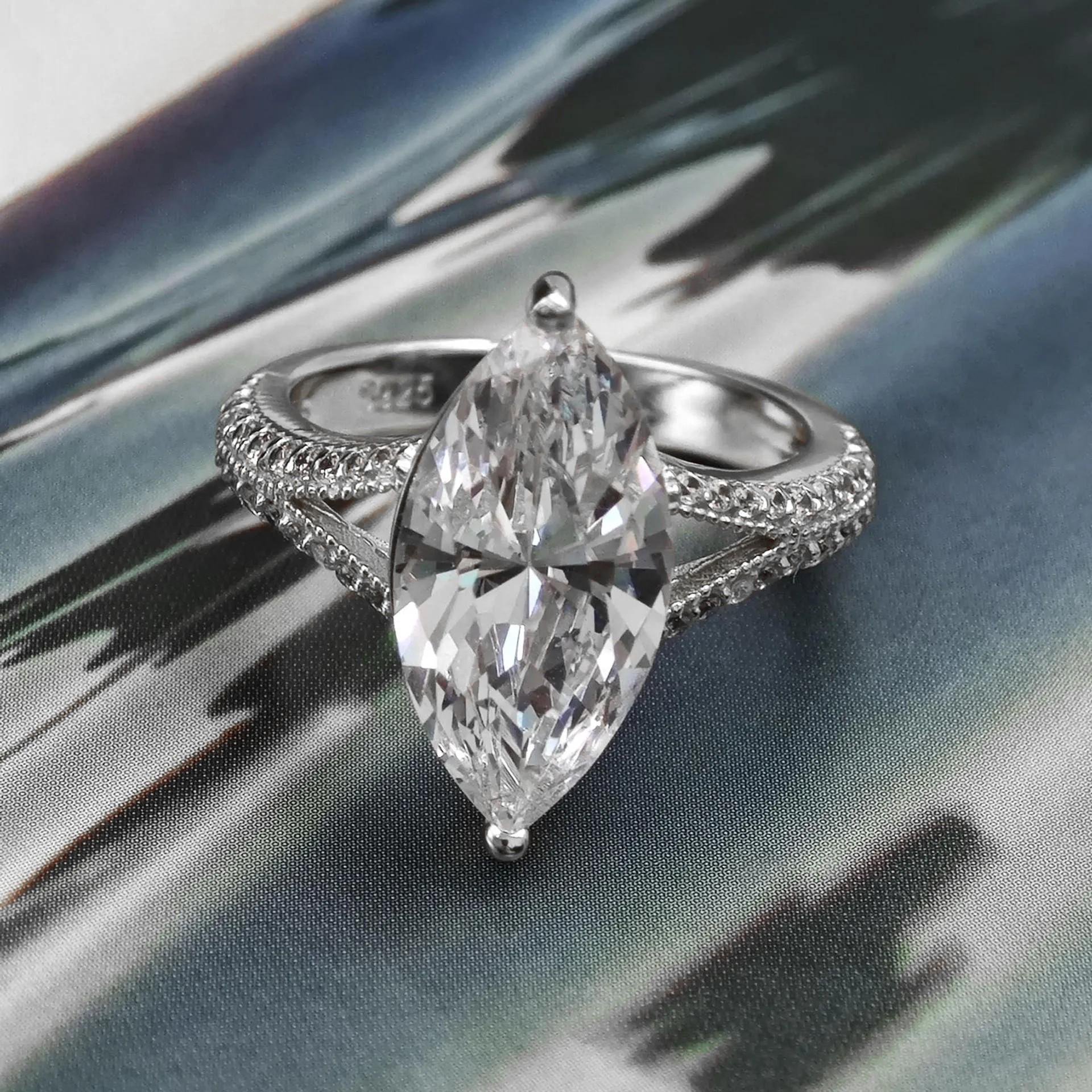 Pinduoduo Diamond Ring Female Design Water Drop Pear Shaped Zircon Ring Wedding Ring no. 6