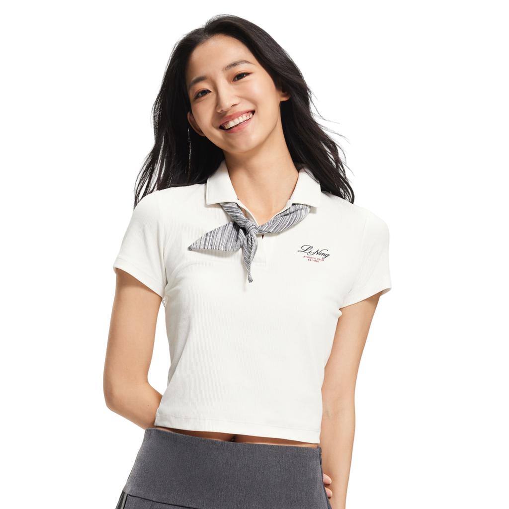 Li Ning Sports Lifestyle Series Letter Pullover Comfortable Short Sleeve Polo Shirt Women tops APLW208-3