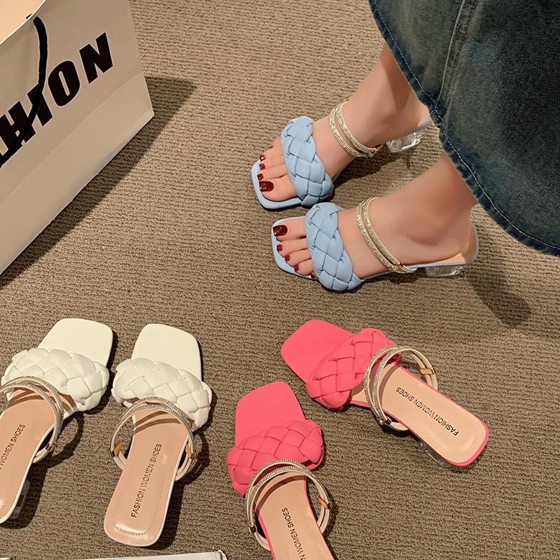 Elegant Women Crystal Shoes Summer Pumps Sandals Jelly Slippers Open Toe High Heels Women Slippers Shoes Heel Clear Sandals