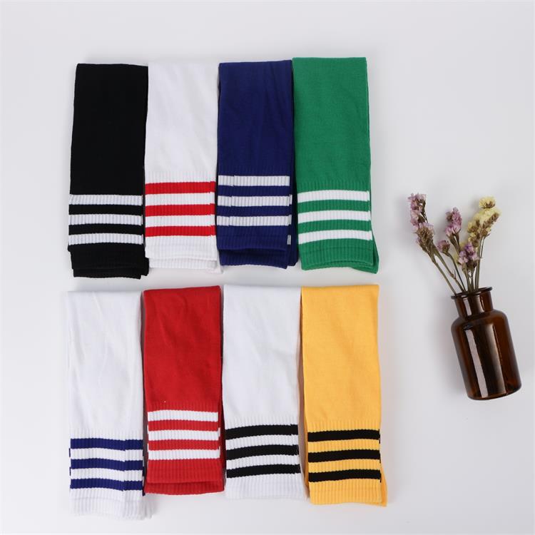 Three-Bar Cotton Men'S And Women'S Sports Socks, Spring And Summer High-Elastic Knee Socks, Long Football Socks
