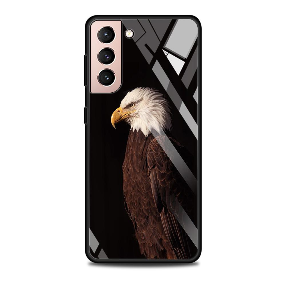 Tempered Glass Case For Samsung Galaxy S22 S20 S21 FE S10 S9 S8 Plus Ultra S10Lite Wolf Dog Cat Bird Lion Tiger Animal Shell