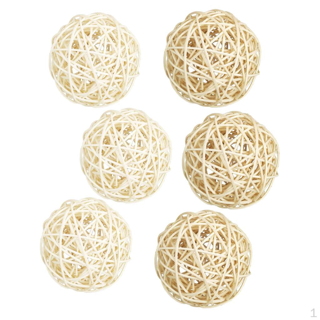 6 Pcs Rattan Cane Wicker Balls Nursery Ornaments