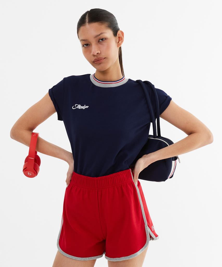 Minasu Color Combination Solid Line Short Pants_Red