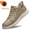 Mens Sneakers Genuine Leather Men's Boots Winter Platform Warm Fur Ankle Short Lace Up Novelty Concise Casual Work Shoes Botas
