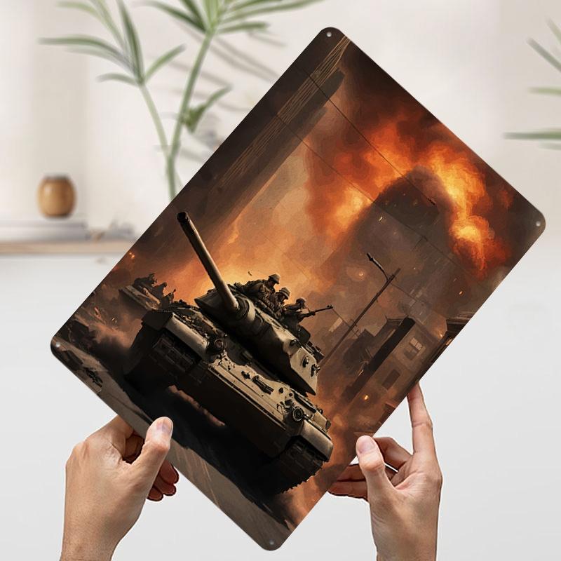 

Tanks WarTorn Cityscape Printed Poster Customized Wall Art Retro Vintage Metal Tin Signs for House Decor Coffee Bar Accessories 7.9x11.8In(20x30cm)