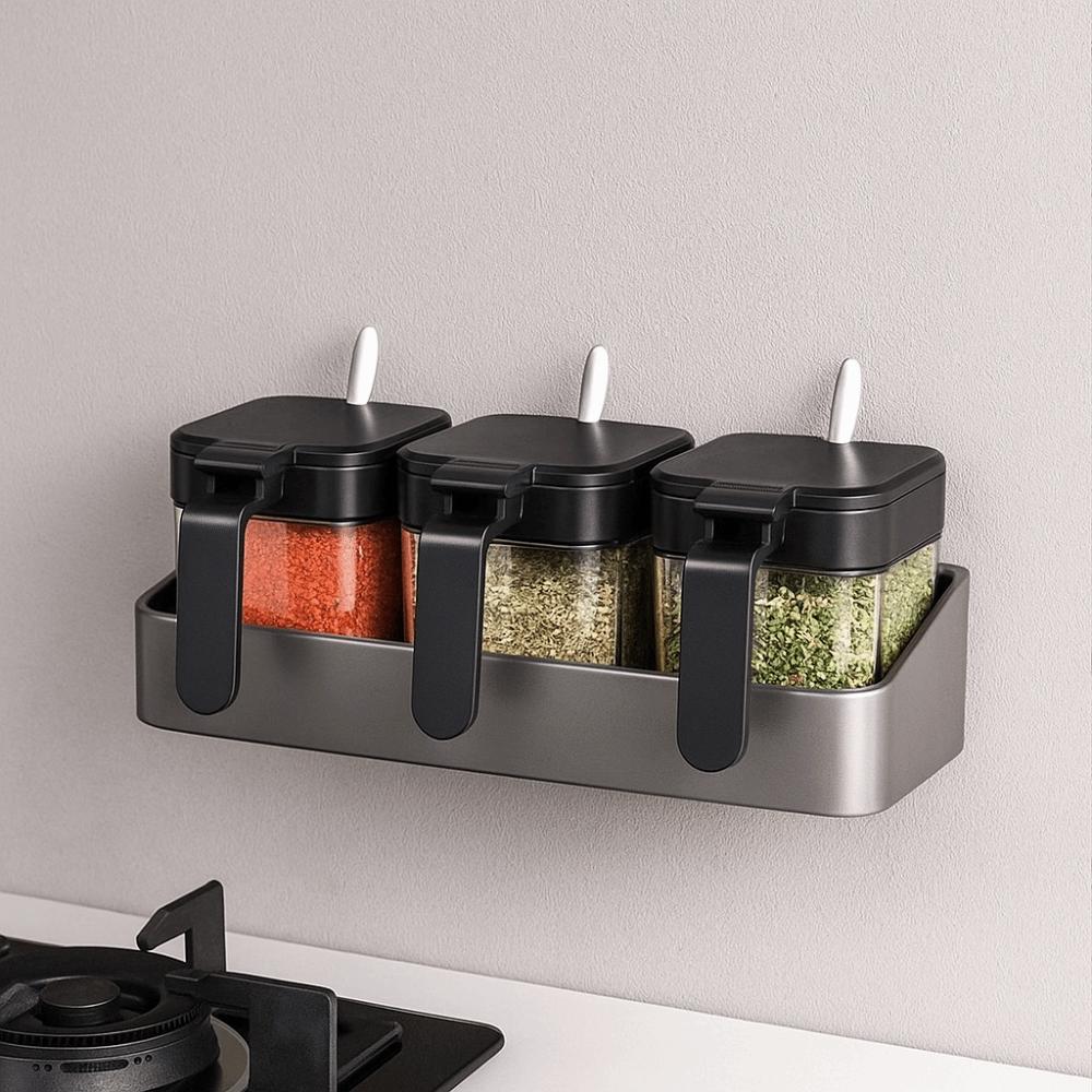 Free Punching Spice Jar No-Drill Installation No-Drill Organizer  Spice Organization