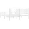 Metal Bed Frame with Headboard and Footboard White 183 x 213 cm