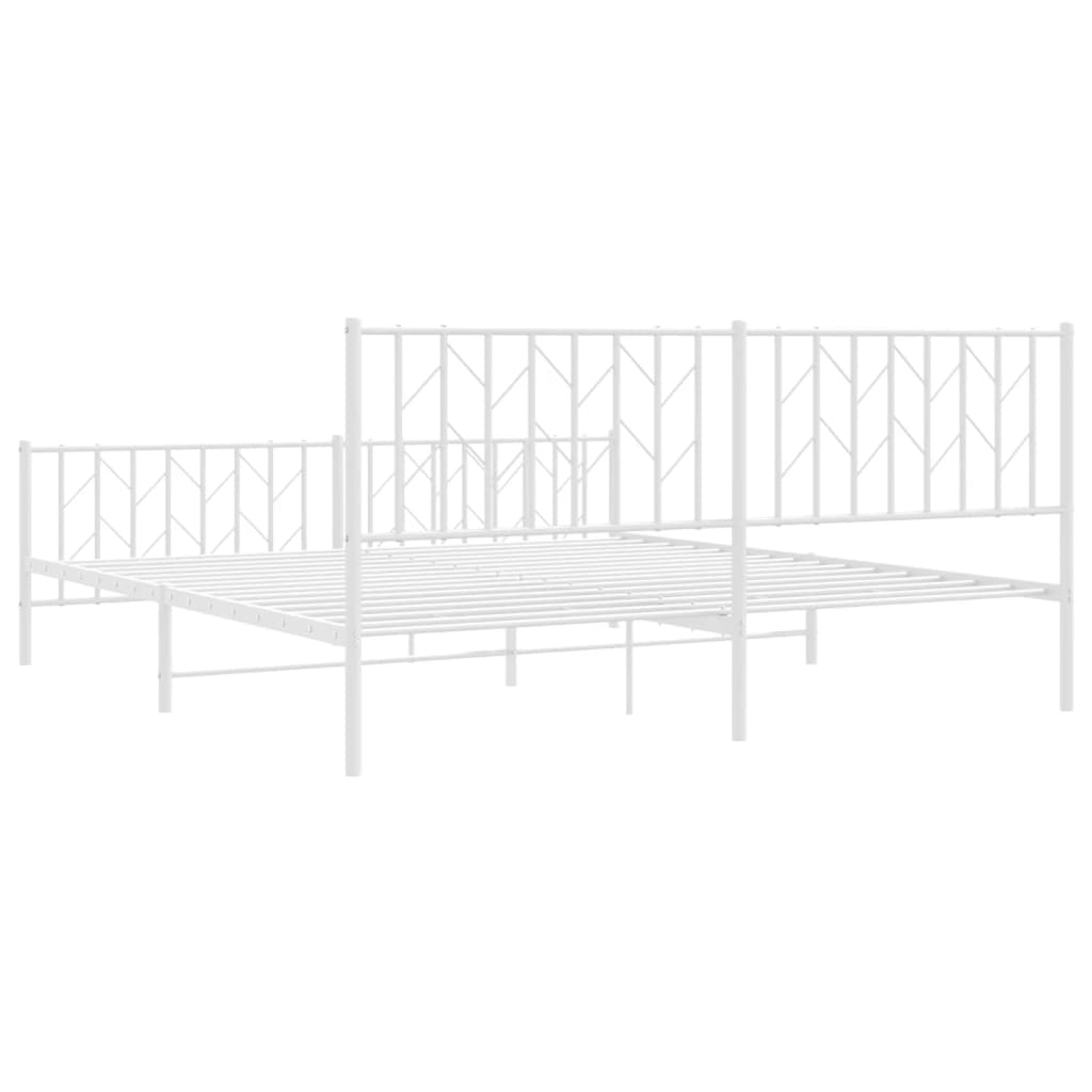 Metal Bed Frame with Headboard and Footboard White 183 x 213 cm