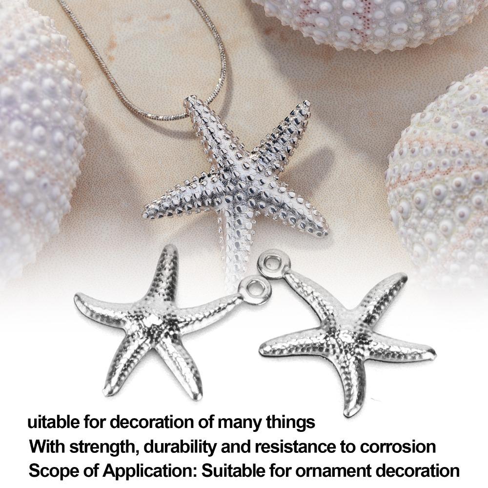 50pcs Hollow Double Sided Ocean Jewelry Small Ocean Starfish Pendant  Keychain Supplies