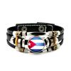Factory National Country Flag Design Bracelet Crystal Bead Snap Button Sports National Team Jewelry Gift Leather Wrap Bracelet