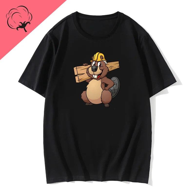 Tops mignons Castor à col rond pour étudiant Dernier t-shirt décontracté Nouveauté Imprimé Gaming T-shirts graphiques Vêtements unisexes T-shirt en coton