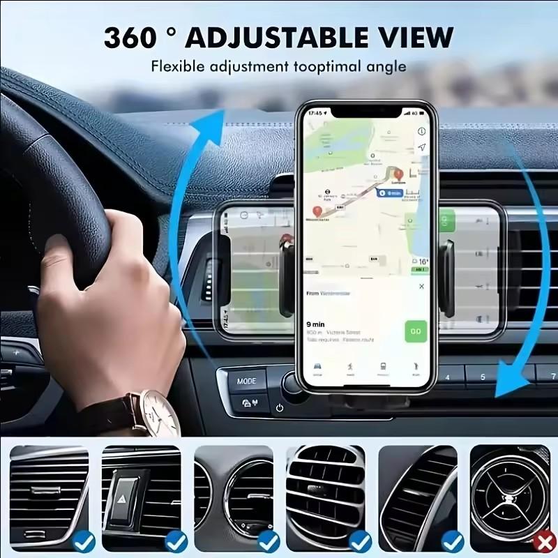 Universal Car Air Vent Phone Holder Gravity Clip Mount 360° Rotation Adjustable Bracket for iPhone 15 16 12 Samsung Xiaomi