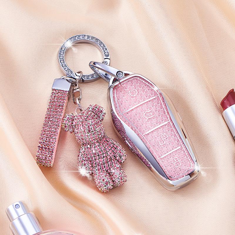 Crystal Pink For Byd Atto 3 Han Ev Dolphin Song Pro Max Tang Dm Yuan Dolphin E2 Qin Plus Car Key Case Cover Keychain Accessories