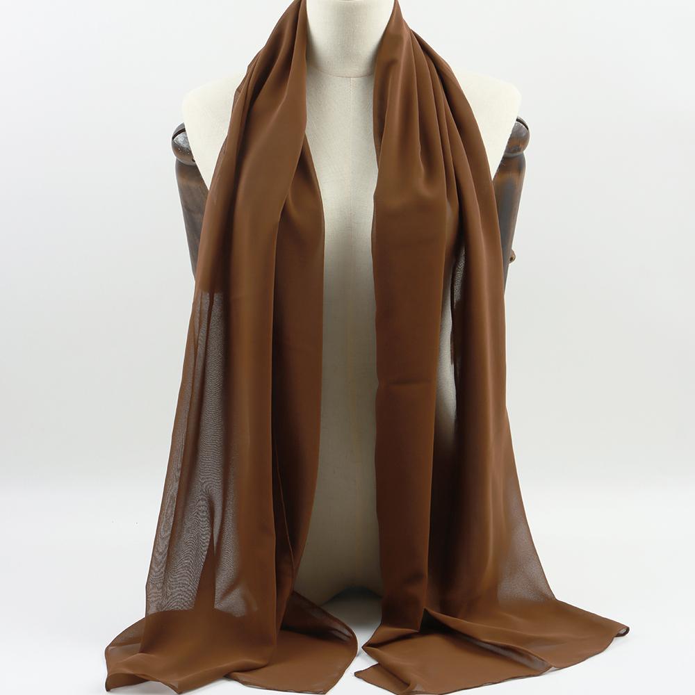 Fashion Pearl Chiffon Hijab Shawls Of Muslim Women Solid Color Head Wraps Scarf For Ladies