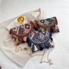 Fashionable Colorblock Ethnic Fringe Shoulder Bag For Women With Chain Detail