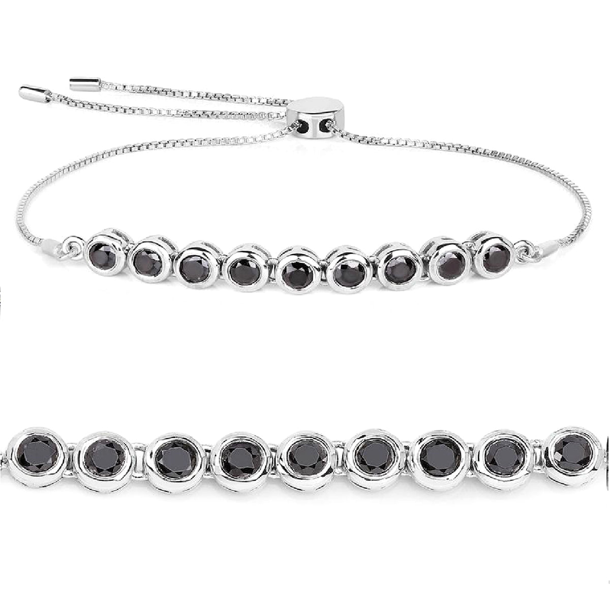 

Black Spinel Tennis Bracelet -925 Sterling Silver