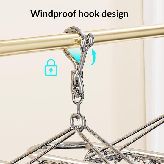 Clothes Drying Rack with Clip Strong Clamps No Rust Dryer Durable Stainless Steel Hanger for Socks And Underwear