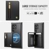 For Samsung Galaxy S22 Ultra 5G Case JEEHOOD J12 Magnetic Detachable Zipper Wallet Kickstand Leather Back Cover Magnetic Case