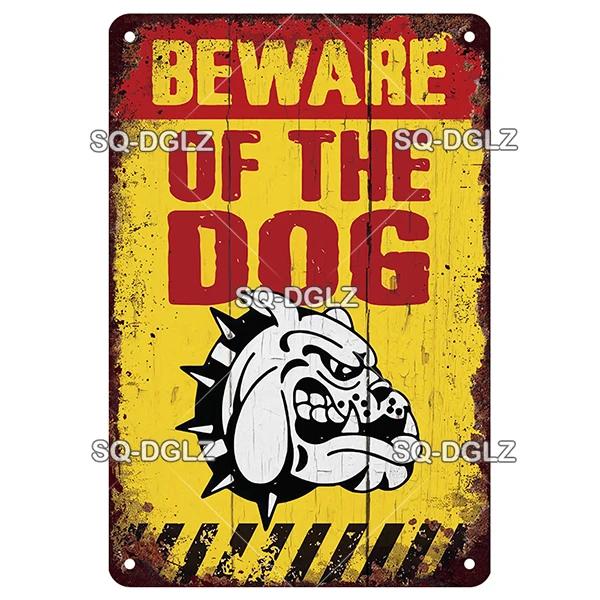Warning Vintage Metal Sign Beware of Dog Tin Sign Shop Metal Plaque Decoration Plate Decor For Pub Bar Wall Decor Poster Gift