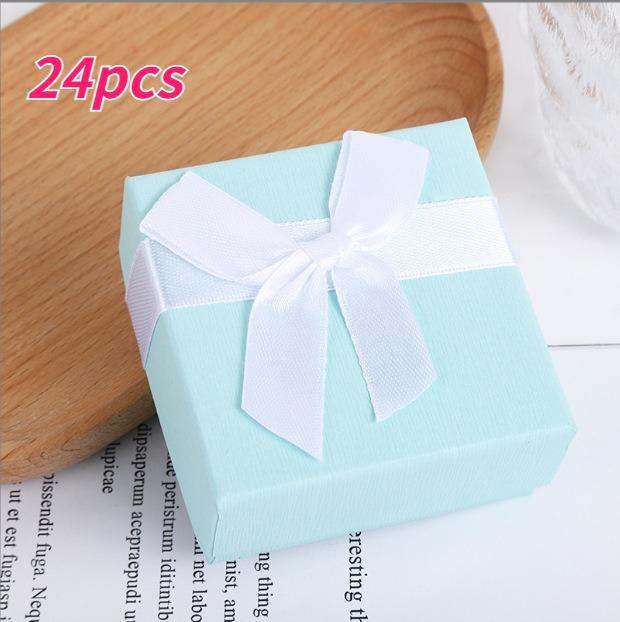 

24pcs Bow Jewelry Boxes Necklaces Earring and Ring Jewelrys Display Case Cardboard Storage Box Valentine s Day Jewelry Packaging 7x7x3.5CM