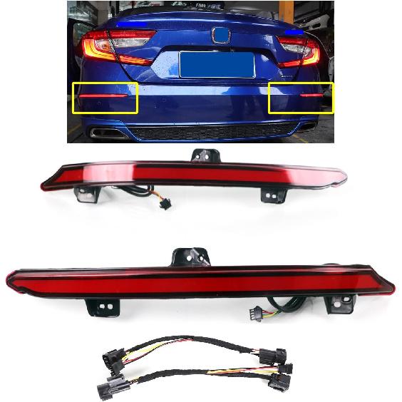 LED Rear Bumper Reflector Tail Lights Turn Signal Sequential Flashing Brake Driving Fog Lamps Accessories Kit Compatible With Honda Accord 10th 2018