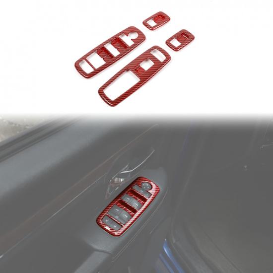 Window Lift Switch Cover Trim Frame for Dodge RAM 1500 2010-17 Red Carbon Fiber