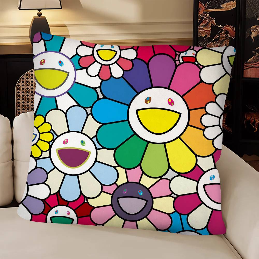 Art TTakashi Murakami Pillow Case Fashion Square Pillowcase Bedroom Sofa Room Ins Decoration Leisure