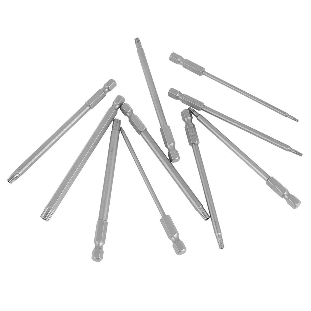 10pcs 100mm 1 4 Inch Hex Shank S2 Steel Star Head Drill Screwdriver BST Bits Set