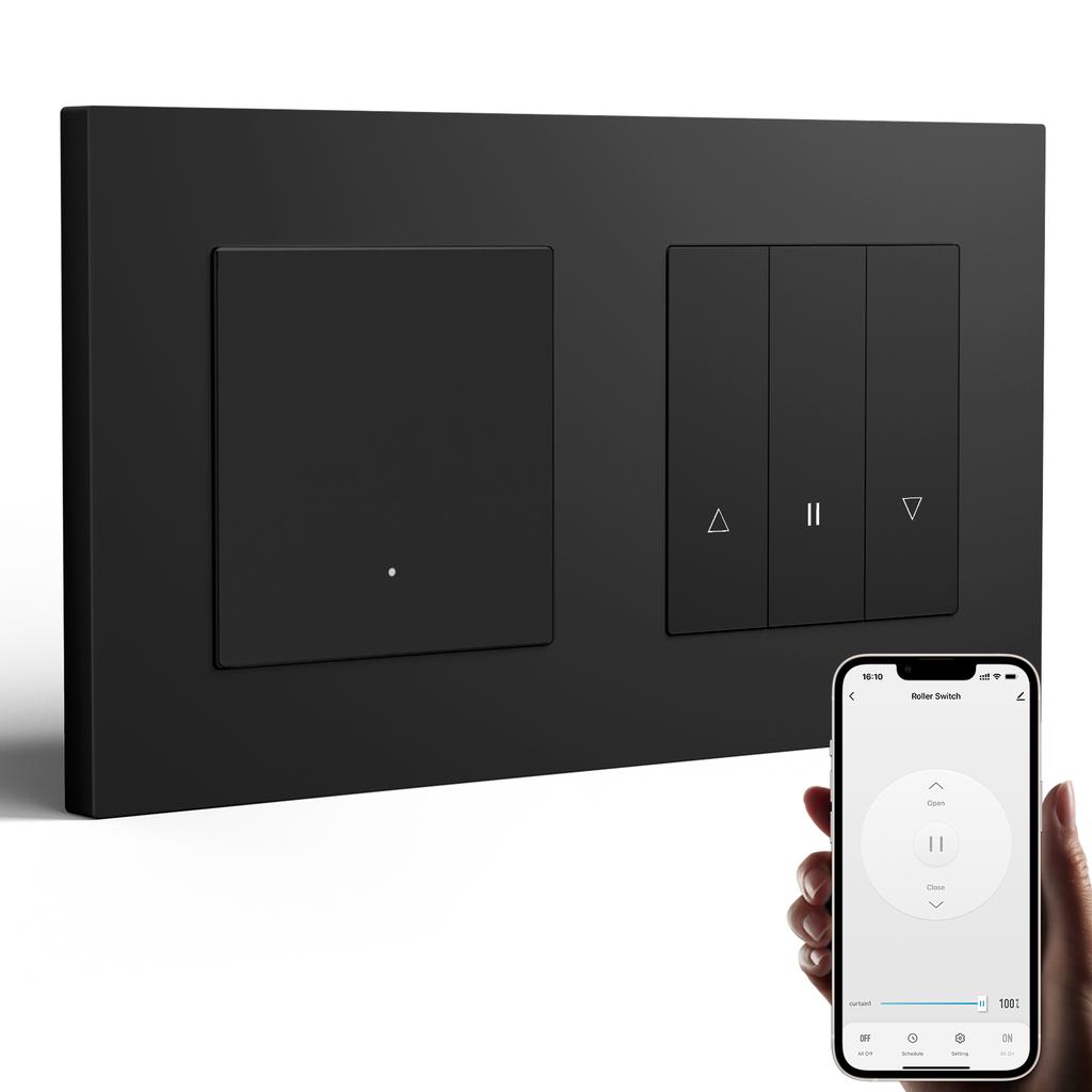 BSEED Zigbee Shutter Switch Series Wall Smart Click Switches Yellow Backlight Plastic Frame Tuya APP Roller Switch