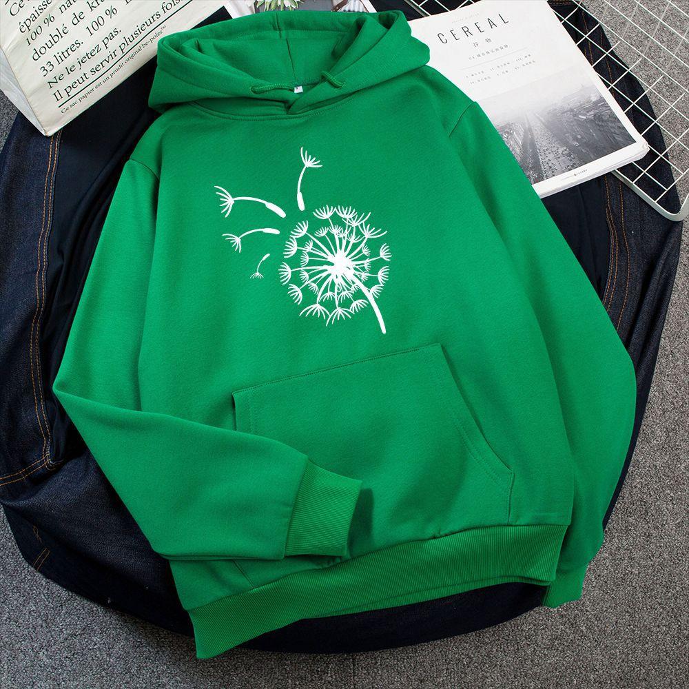 Hoodies & Sweatshirts Women's Loose Long Sleeve Hooded Fleece Dandelion Printed Sweater Women's