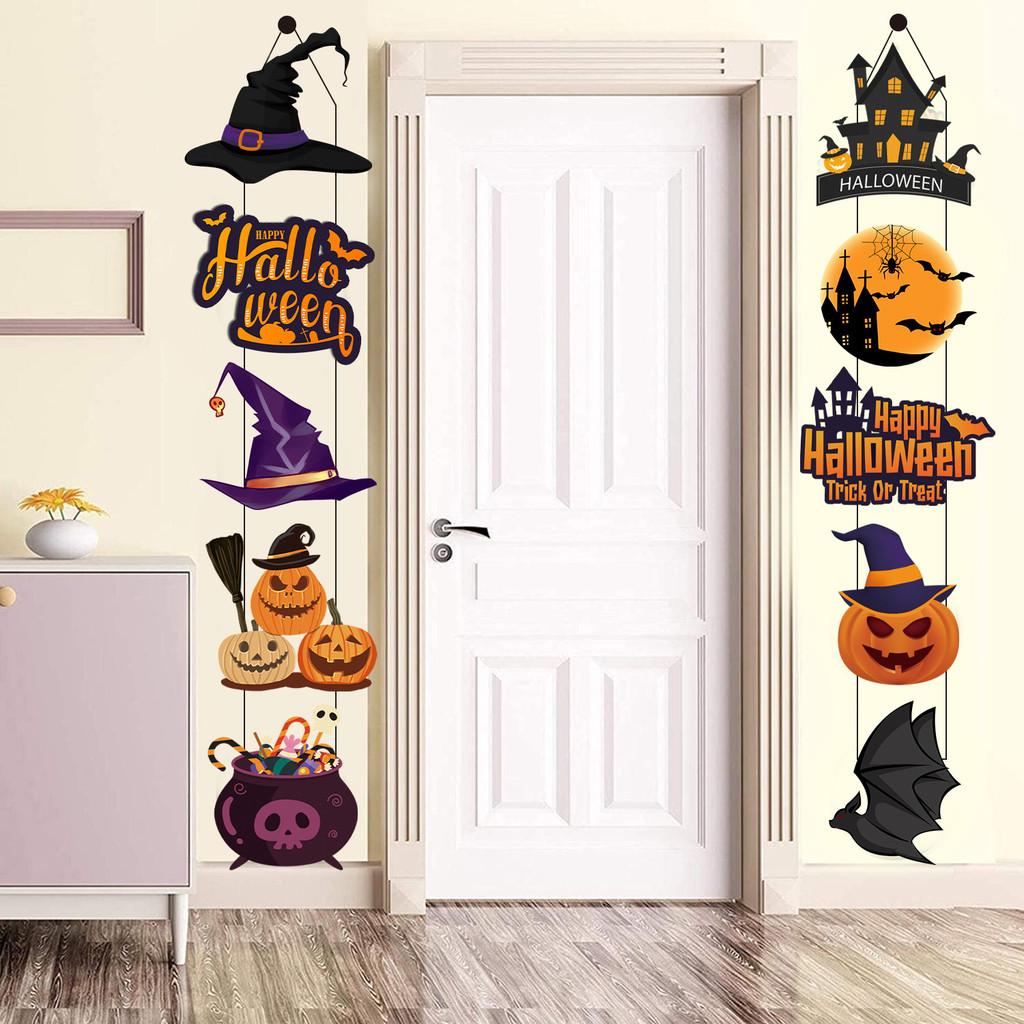 Festive Halloween Door Decoration With Bat Pumpkin Door Hanging For Scene