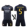 Real Madrid Bellingham Football Jersey 2024-25 Kids Soccer Kit, YSHT Youth Sports Apparel, White/Black, Breathable & Lightweight
