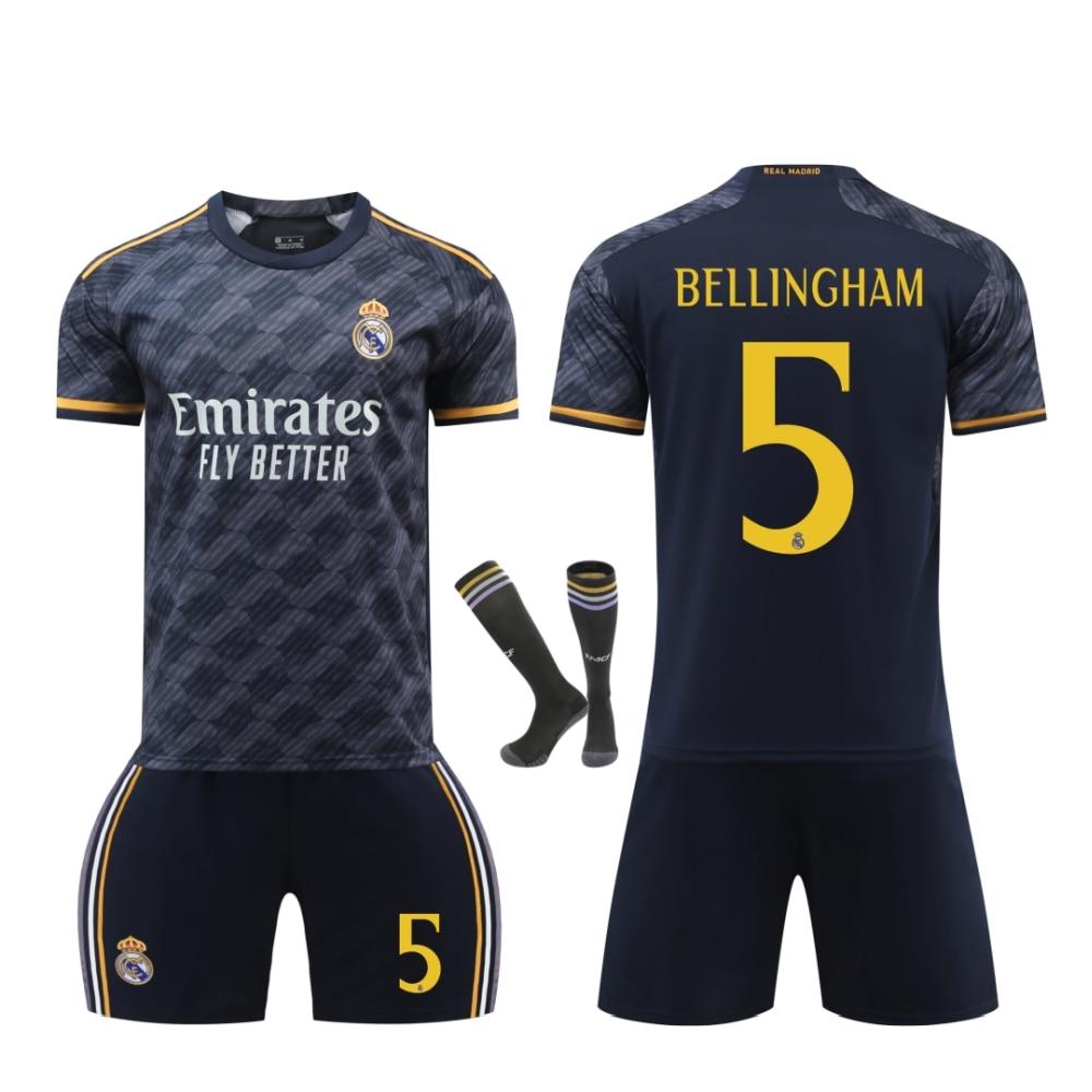 Real Madrid Bellingham Football Jersey 2024-25 Kids Soccer Kit, YSHT Youth Sports Apparel, White/Black, Breathable & Lightweight