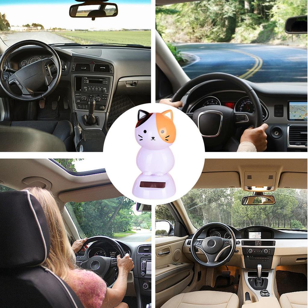 Cat Car Dashboard Decoration, Solar Bobblehead Cat, Cat Swinging Decoration - Cat Solar Bobblehead