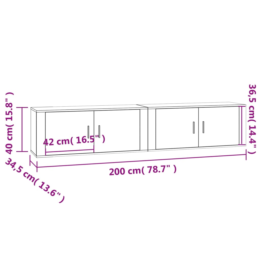 Wall Mounted TV Cabinets 2 pcs Concrete Grey 100 x 34.5 x 40 cm