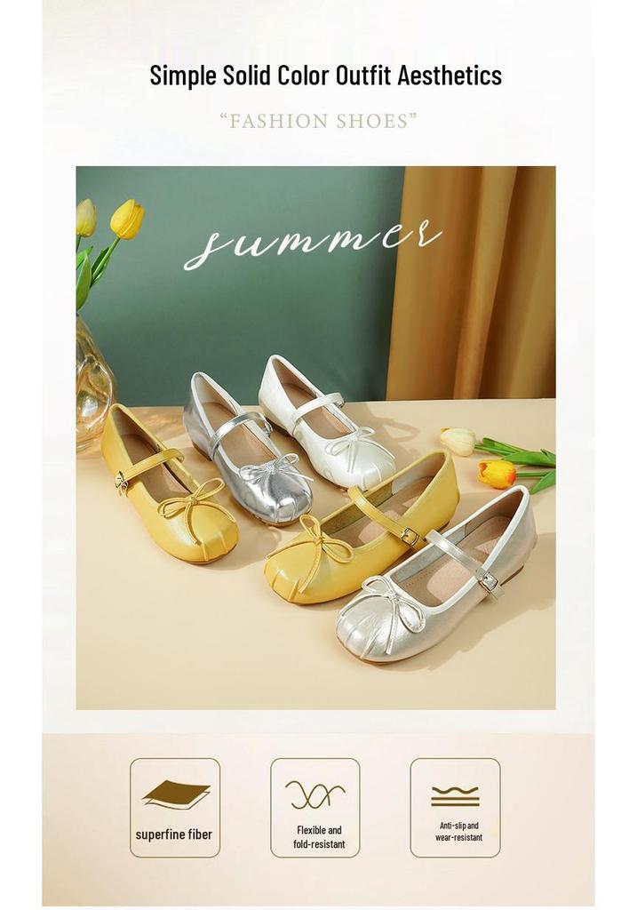 2025 Silver Mary Jane Platform Ballet Flats for Women - French-Style, Summer Flat-Soled Shoes, perfect with Skirts