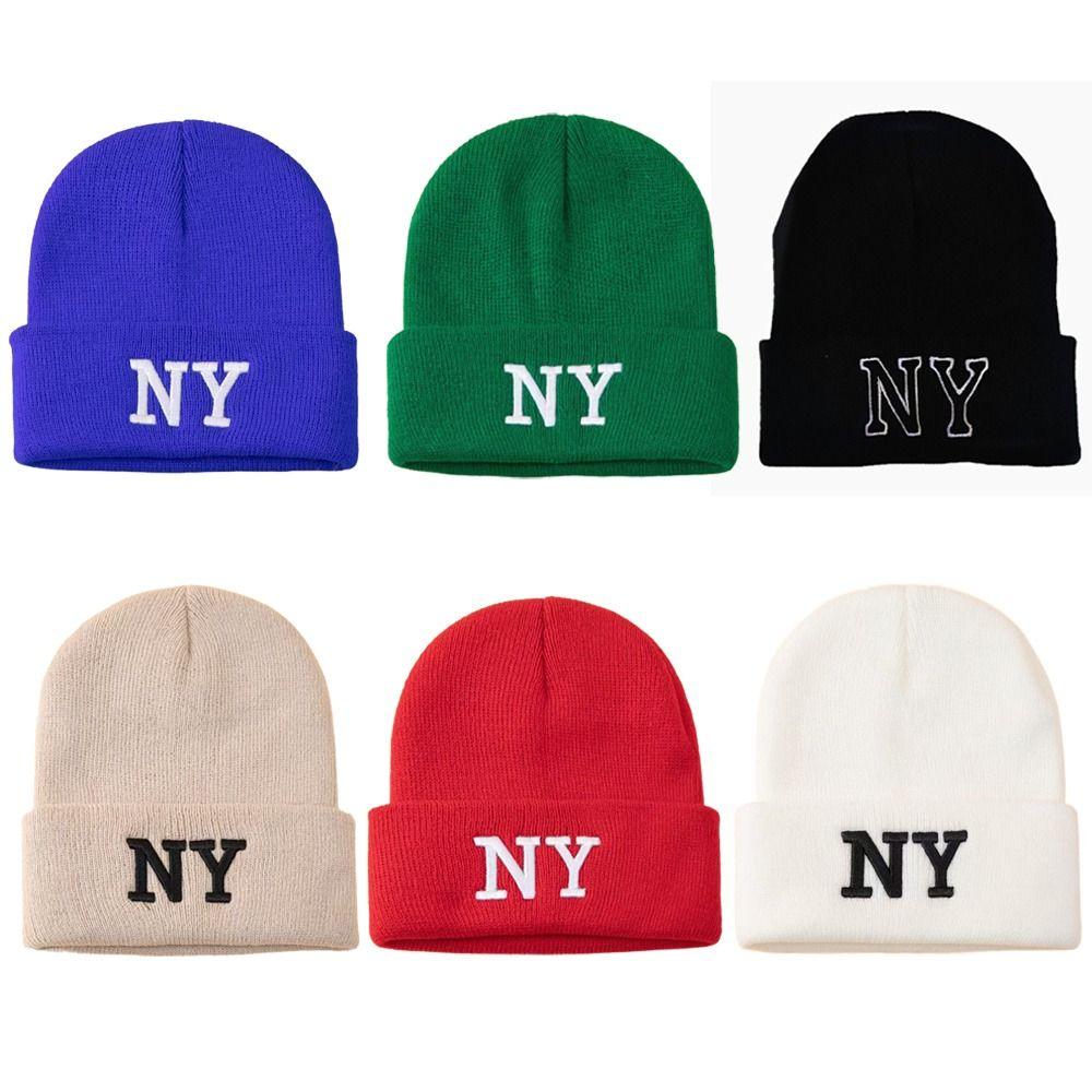 Letter embroidery Knitted Beanies Hat Solid Color Knitted Skull Bonnet New Ski Skullies Unisex