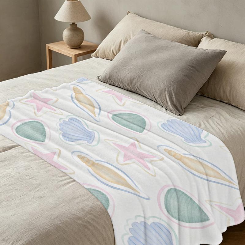 Lightweight Flannel Throw Blanket - Ocean Theme, Soft & Cozy Warm for Home Use, Perfect for Christmas & Halloween