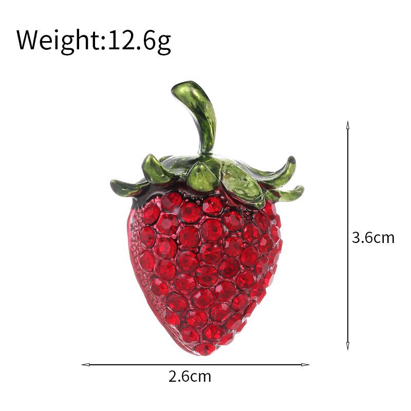 Exquisite Strawberry Brooch: Enamel and Rhinestone Fruit Pin Accessory