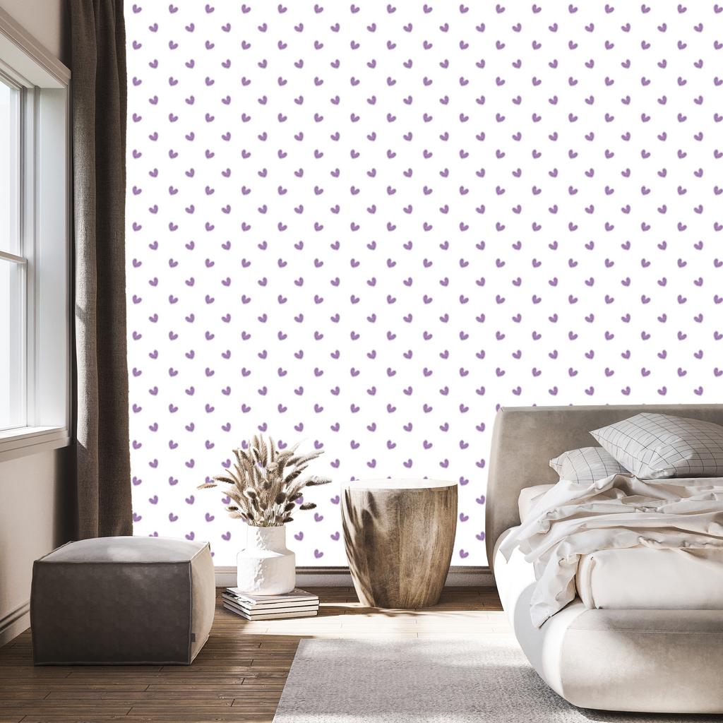 Heart Wallpaper White, Purple, Light Gray and Lavender 50x1000