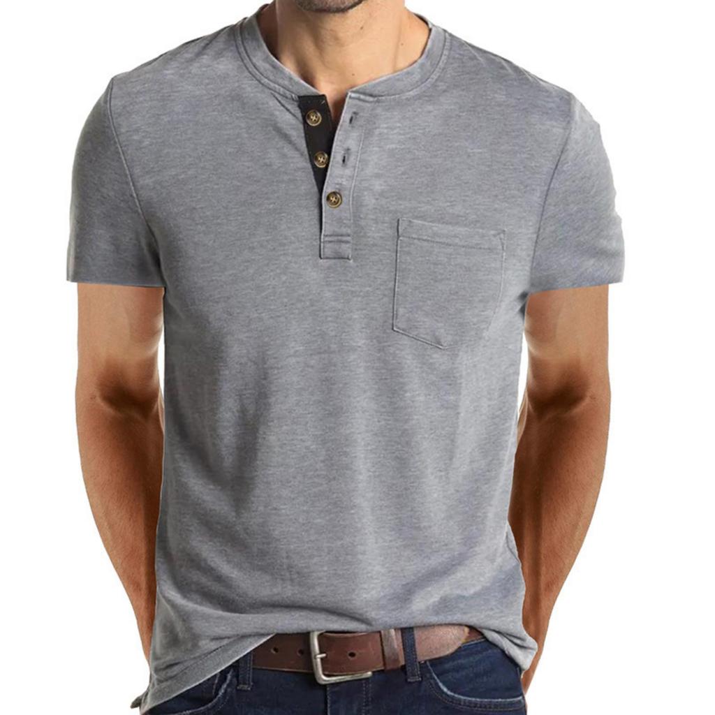 Herren Casual einfarbiges Basis Sportshirt, Herren Rundhals Kurzarm Top