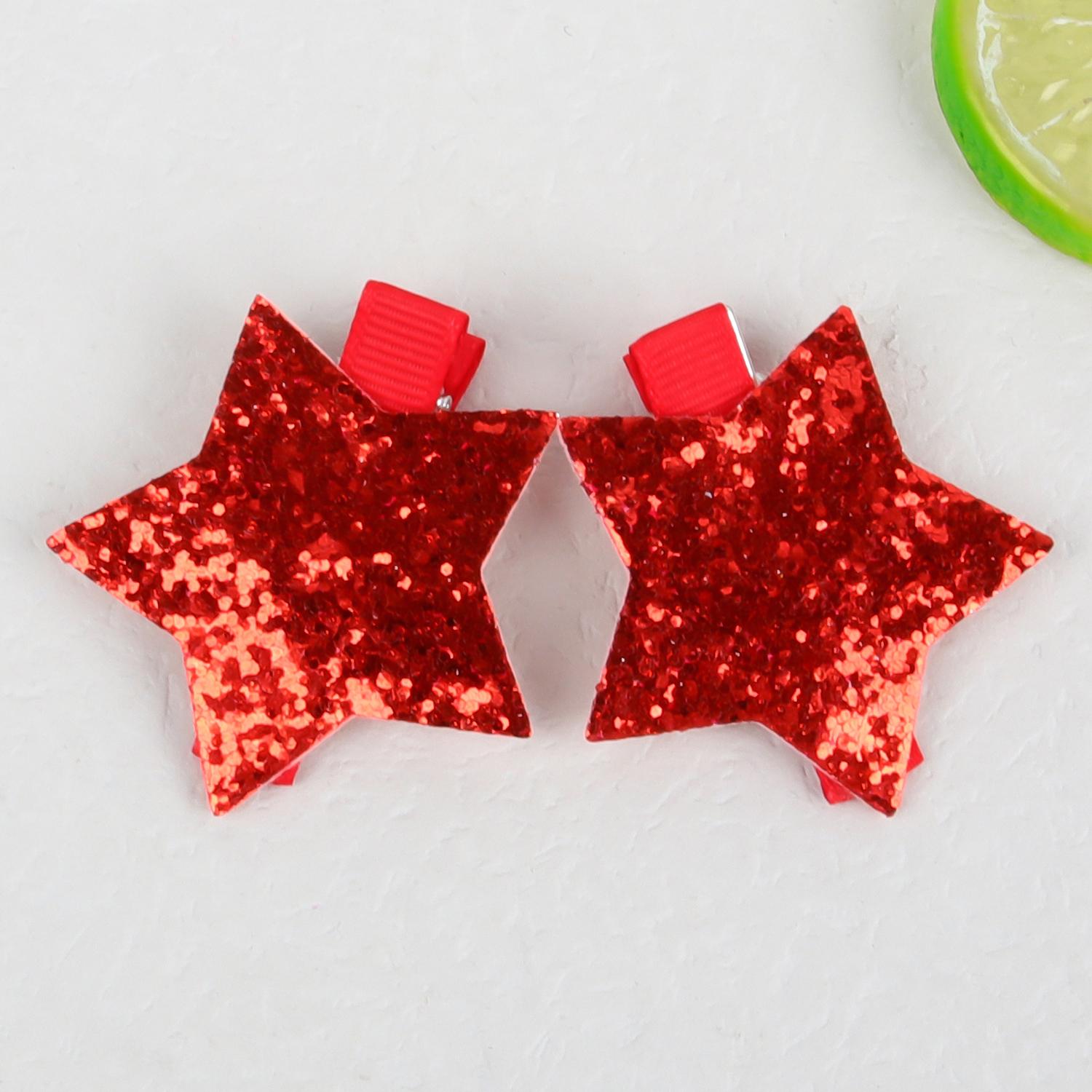 

2pcs 4th of July Hair Clips Glitter American Independence Day Hair Accessories Red White Blue Glitters Star Hairpins Barrettes