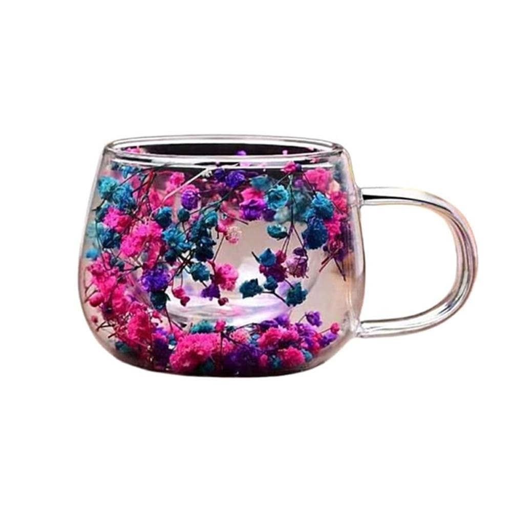 

Glass250mlDried FlowerDouble layer Insulated Drinking Water Cup Suitable for Hot and Cold Coffee Cups/latte Juice Cups Beverages One Size