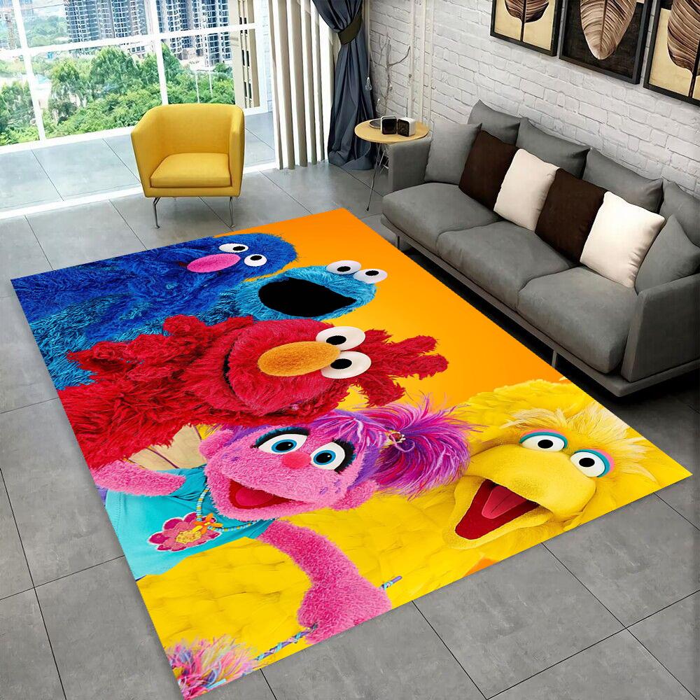 S-Sesame Street TV Cute Cartoon Carpet Rug for Bedroom Living Room Sofa Home Doormat Home Decor,Area Rug Non-slip Floor Mat Gift