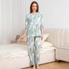 1011 new cotton pajamas women's summer thin five-quarter sleeve trousers loose large size high-end comfortable loungewear