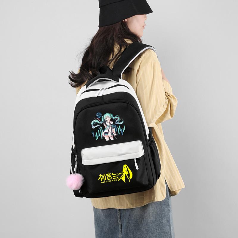 Anime Peripheral Hatsune Future School Bag Backpack Cartoon Backpack Candy Color Large Capacity Student School Bag Stationery